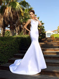 Trumpet/Mermaid Scoop Beading Sleeveless Long Satin Dresses TPP0006635