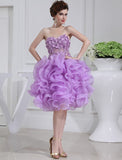 A-Line/Princess Beading Sweetheart Sleeveless Short Organza Cocktail Dresses TPP0008693