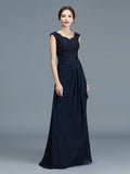 A-Line/Princess V-neck Ruffles Floor-Length Chiffon Sleeveless Mother of the Bride Dresses TPP0007258