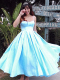 Ball Gown Spaghetti Straps Sleeveless Satin Ruffles Tea-Length Homecoming Dresses TPP0002094