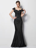 Trumpet/Mermaid Sweetheart Short Sleeves Beading Long Taffeta Mother of the Bride Dresses TPP0007277