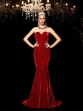 Sheath/Column Sweetheart Sleeveless Long Velvet Dresses TPP0009143