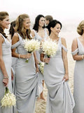 Sheath/Column V-neck Sleeveless Floor-Length Chiffon Bridesmaid Dresses TPP0005485