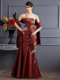 Sheath/Column Strapless Sleeveless Beading Long Taffeta Dresses TPP0002667