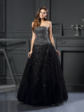 Ball Gown Strapless Beading Sleeveless Long Satin Quinceanera Dresses TPP0003149