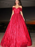 Ball Gown Off-the-Shoulder Sleeveless Satin Ruffles Floor-Length Dresses TPP0001397