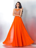 Trumpet/Mermaid Scoop Beading Sleeveless Long Chiffon Dresses TPP0002607