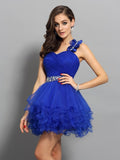 A-Line/Princess One-Shoulder Beading Sleeveless Short Organza Cocktail Dresses TPP0008695