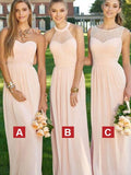 A-Line/Princess Sleeveless Floor-Length Ruched Chiffon Bridesmaid Dresses TPP0005185