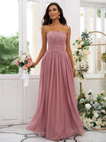 A-Line/Princess Chiffon Ruffles Strapless Sleeveless Floor-Length Bridesmaid Dresses TPP0004948