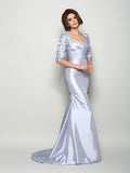 Trumpet/Mermaid Sweetheart Applique 1/2 Sleeves Long Taffeta Mother of the Bride Dresses TPP0007042