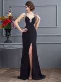 Sheath/Column Straps Sleeveless Beading Long Chiffon Dresses TPP0002268