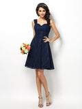 A-Line/Princess Straps Lace Sleeveless Short Bridesmaid Dresses TPP0005042