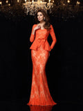 Sheath/Column V-neck Bowknot Long Sleeves Long Lace Dresses TPP0003046