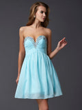 A-Line/Princess Sleeveless Sweetheart Beading Short Chiffon Homecoming Dresses TPP0008745