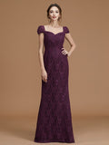 A-Line/Princess Bateau Sleeveless Floor-Length Lace Chiffon Bridesmaid Dresses