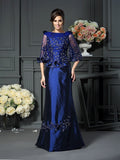 A-Line/Princess Scoop Beading 1/2 Sleeves Long Taffeta Mother of the Bride Dresses TPP0007165