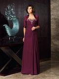 Sheath/Column Sweetheart Beading Sleeveless Long Chiffon Mother of the Bride Dresses TPP0007291