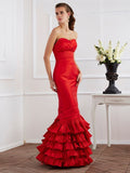 Trumpet/Mermaid Sweetheart Sleeveless Ruffles Long Taffeta Dresses TPP0003699