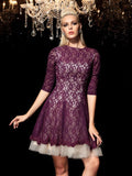 A-Line/Princess Sheer Neck Lace 1/2 Sleeves Short Lace Cocktail Dresses TPP0008792