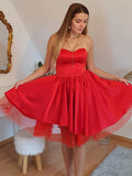 A-Line/Princess Satin Sleeveless Ruffles Sweetheart Short/Mini Homecoming Dresses TPP0004650