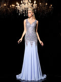 Sheath/Column Straps Rhinestone Sleeveless Long Chiffon Dresses TPP0004296