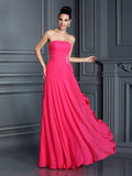 A-Line/Princess Strapless Beading Sleeveless Long Chiffon Bridesmaid Dresses TPP0005573