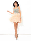 A-Line/Princess Straps Rhinestone Sleeveless Short Chiffon Cocktail Dresses TPP0008104