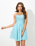 A-Line/Princess Sweetheart Beading Sleeveless Short Chiffon Cocktail Dresses TPP0008620