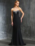 Sheath/Column Sweetheart Sequin Sleeveless Spandex Sweep/Brush Train Dresses TPP0002883