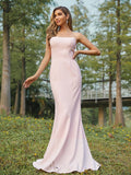 Sheath/Column Stretch Crepe Ruched Strapless Sleeveless Sweep/Brush Train Bridesmaid Dresses TPP0005005