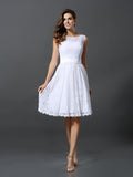 A-Line/Princess Scoop Sleeveless Short Lace Bridesmaid Dresses TPP0005269