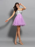 A-Line/Princess Sweetheart Ruffles Sleeveless Short Organza Cocktail Dresses TPP0009026