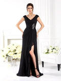 A-Line/Princess V-neck Ruffles Sleeveless Long Chiffon Mother of the Bride Dresses TPP0007164