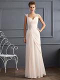 Sheath/Column Straps Sleeveless Beading Long Chiffon Dresses TPP0001974