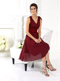 A-Line/Princess V-neck Sleeveless Short Chiffon Bridesmaid Dresses TPP0005239