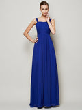 Sheath/Column Straps Sleeveless Pleats Long Chiffon Bridesmaid Dresses TPP0005157