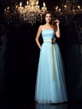 Ball Gown Strapless Sash/Ribbon/Belt Sleeveless Long Satin Quinceanera Dresses TPP0004221