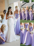 A-Line/Princess Sleeveless Chiffon Floor-Length Sweetheart Bridesmaid Dresses TPP0005495