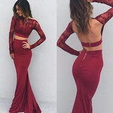 Trumpet/Mermaid Bateau Spandex Long Sleeves Floor-Length Dresses TPP0002027