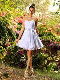 A-Line/Princess Sweetheart Bowknot Sleeveless Short Chiffon Bridesmaid Dresses TPP0005489