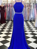 Sheath/Column Sleeveless Spaghetti Straps Satin Ruffles Floor-Length Two Piece Dresses TPP0004643