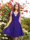 A-Line/Princess V-neck Beading Sleeveless Short Chiffon Bridesmaid Dresses TPP0005482