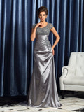 Trumpet/Mermaid Scoop Beading Short Sleeves Long Taffeta Mother of the Bride Dresses TPP0007101