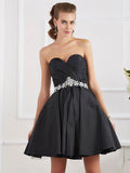 A-Line/Princess Sweetheart Sleeveless Beading Short Taffeta Homecoming Dresses TPP0008723