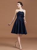 A-Line/Princess Sweetheart Knee-Length Sleeveless Satin Hand-Made Flower Bridesmaid Dresses TPP0005821