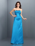 A-Line/Princess Strapless Sleeveless Long Satin Bridesmaid Dresses TPP0005704