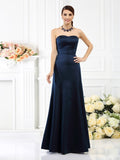 Sheath/Column Strapless Sleeveless Long Satin Bridesmaid Dresses TPP0005642