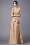 Sheath/Column Strapless Sleeveless Pleats Long Taffeta Dresses TPP0004491