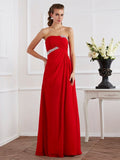 Sheath/Column Strapless Sleeveless Beading Long Chiffon Dresses TPP0003740